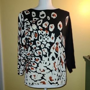 NWT Talbots 3/4 Sleeve Leopard Print Sweater LP